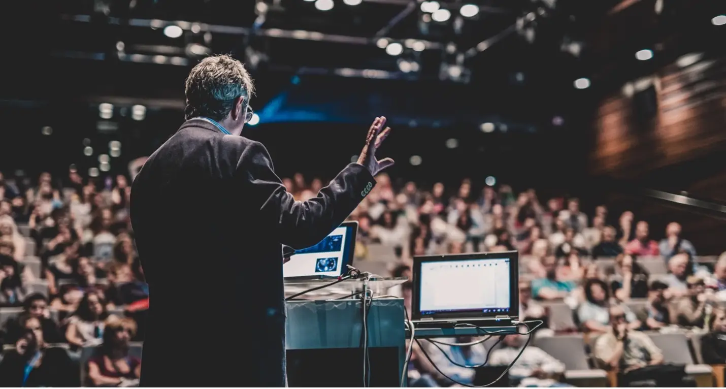 Business speaker at a business event